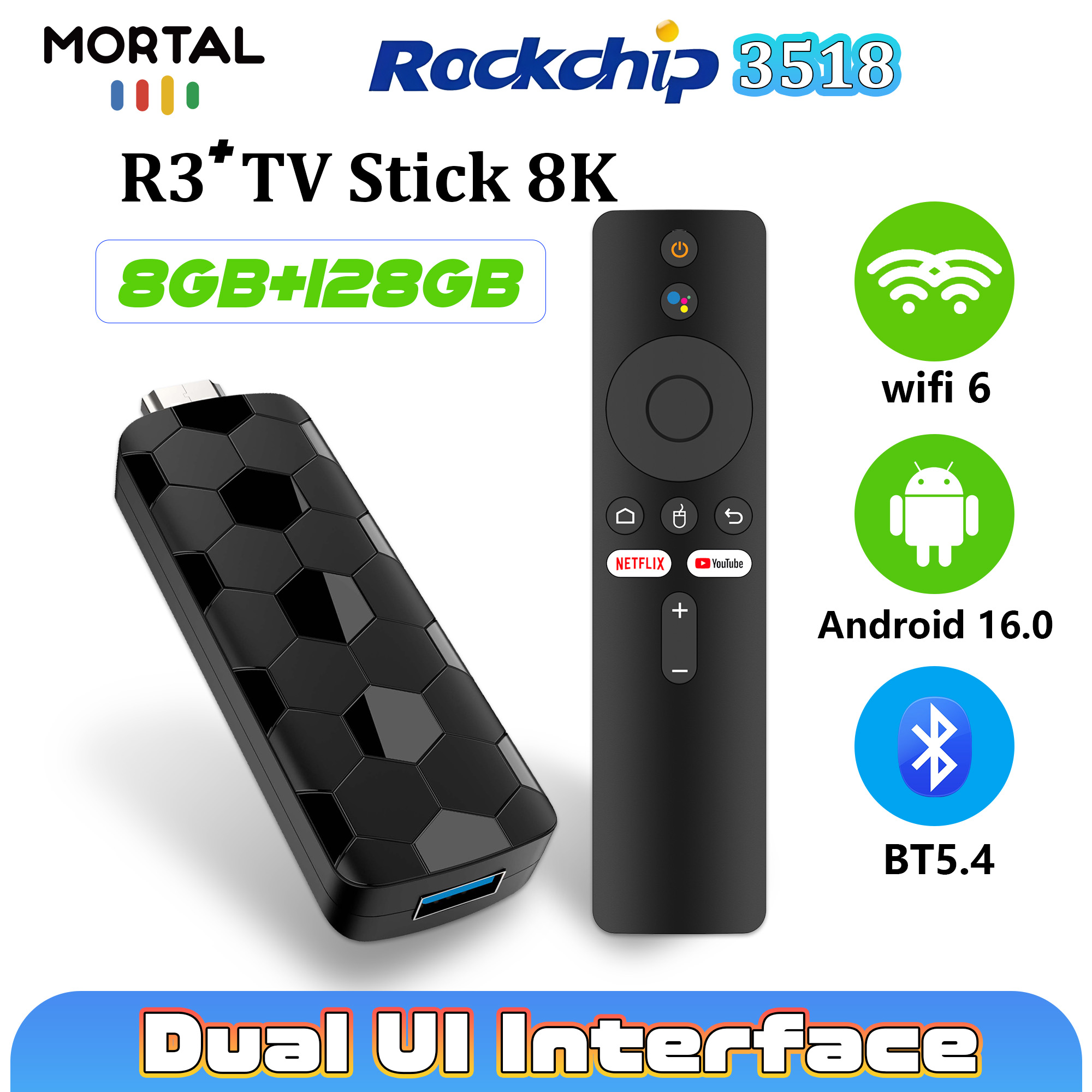 Mortal R3+ TVスティック Android 16  - Home Cinema Furniture のレビューと価格