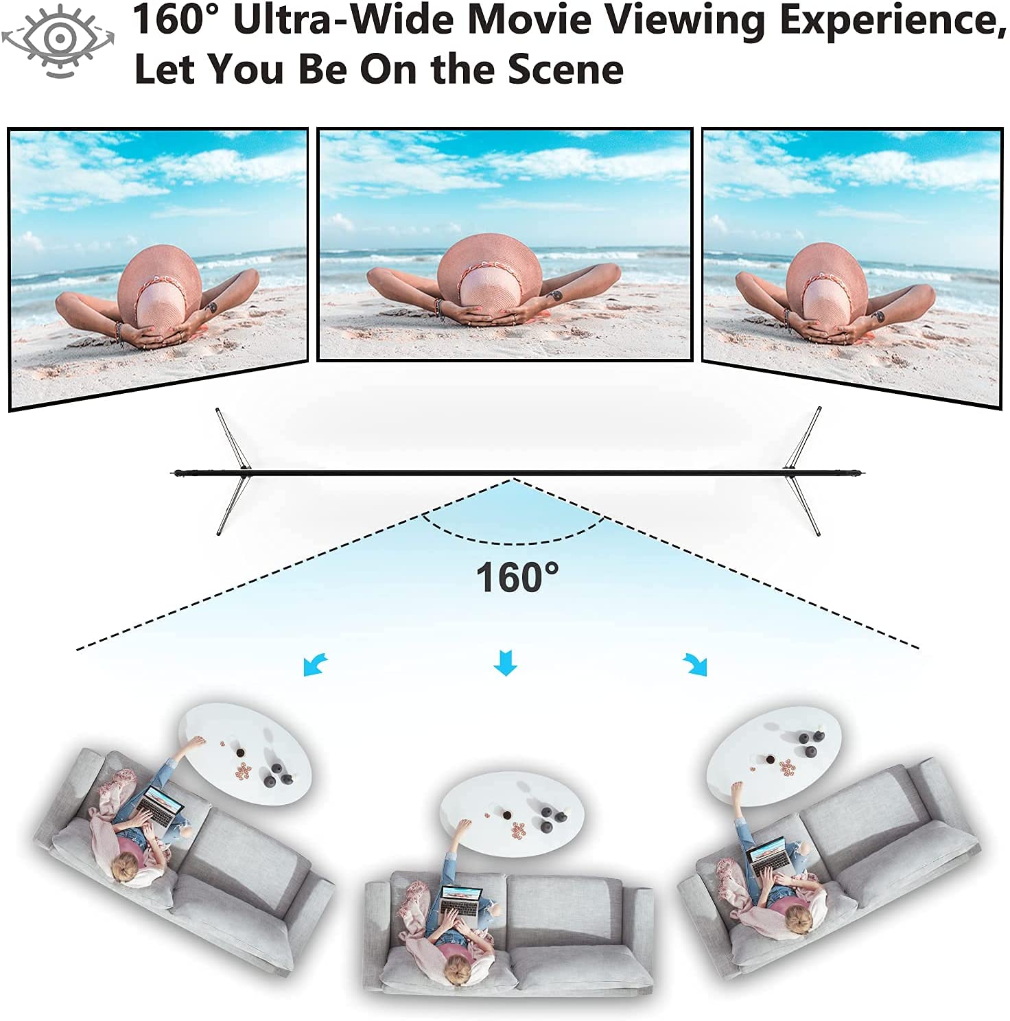 ポータブルプロジェクタースクリーンとフレーム,120インチ, - Home Cinema Blanc のレビューと価格