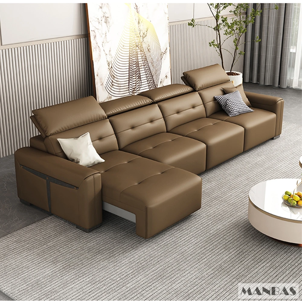 MINGDIBAO 本革電動コンバーチブルソファベッド、調節 - Home Cinema Furniture のレビューと価格